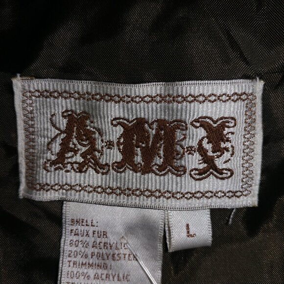 AMX: Brown/Cream Faux Fur Zip-Up Vest - Women's Size Large - NWOT - Picture 10 of 10